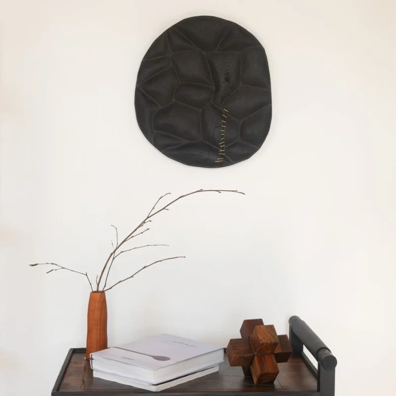 Decoracion artesanal de madera carbonizada para colgar pared