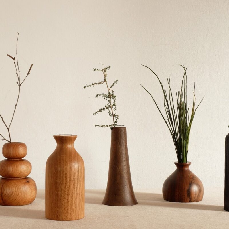 Florero de madera elaborados en Galicia